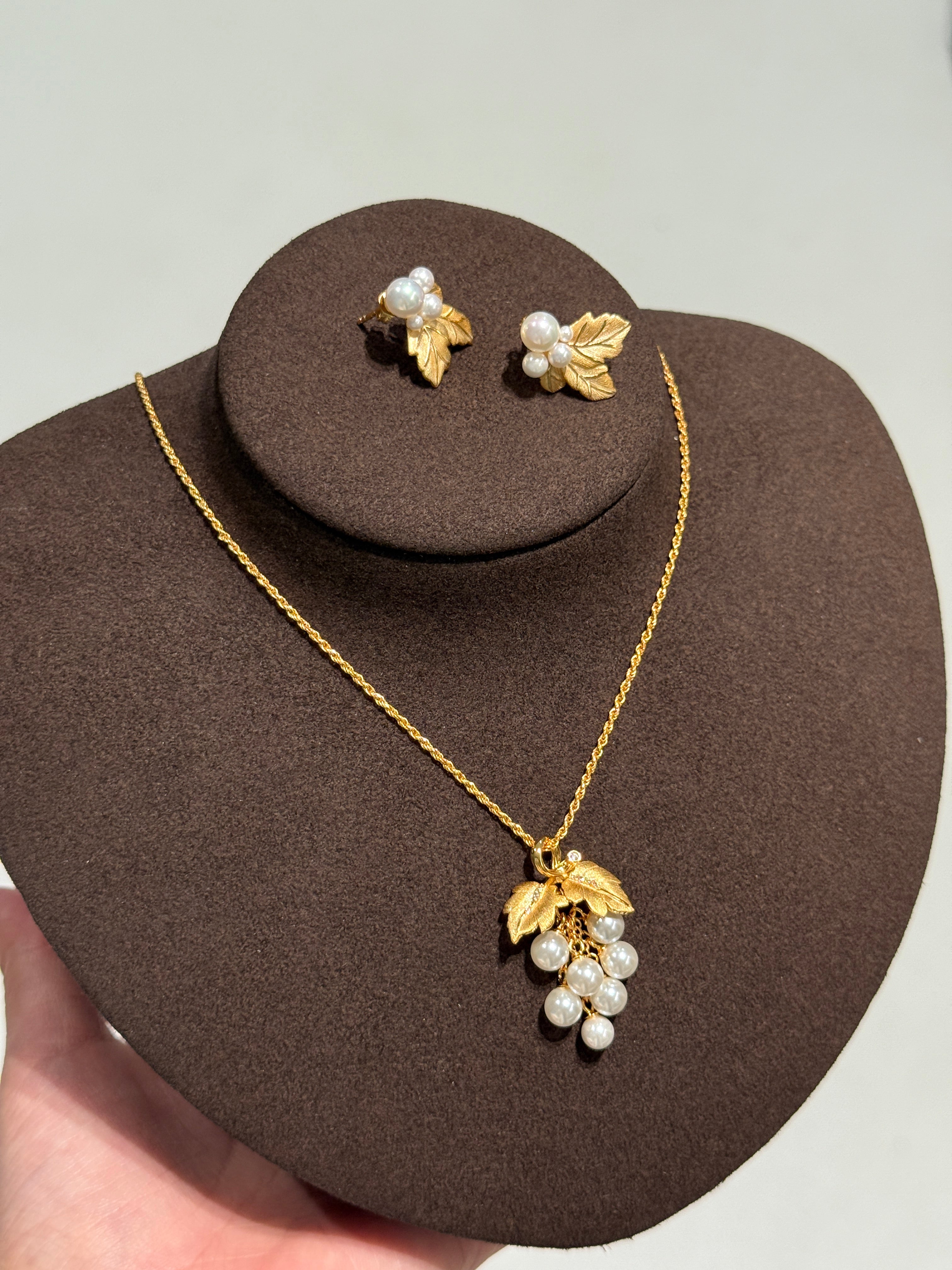 Golden Vine Pearl Grape Pendant