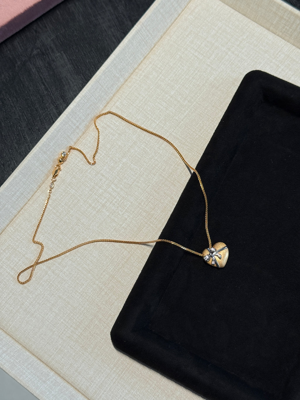 Amour Bow Heart Necklace