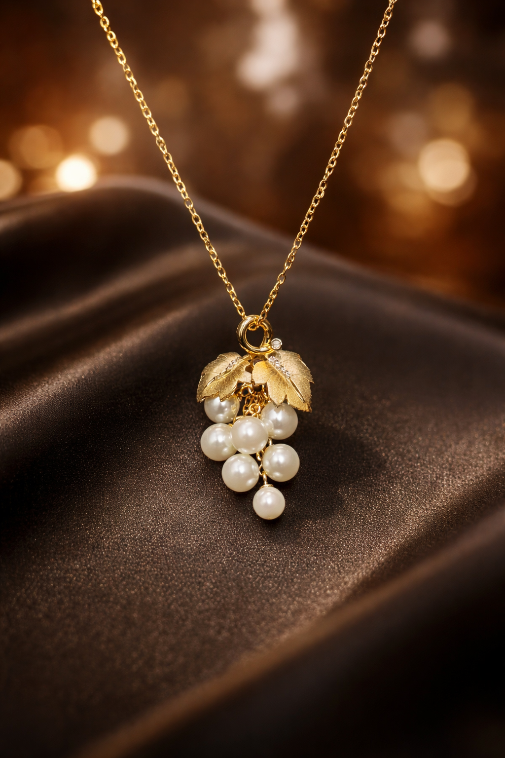 Golden Vine Pearl Grape Pendant